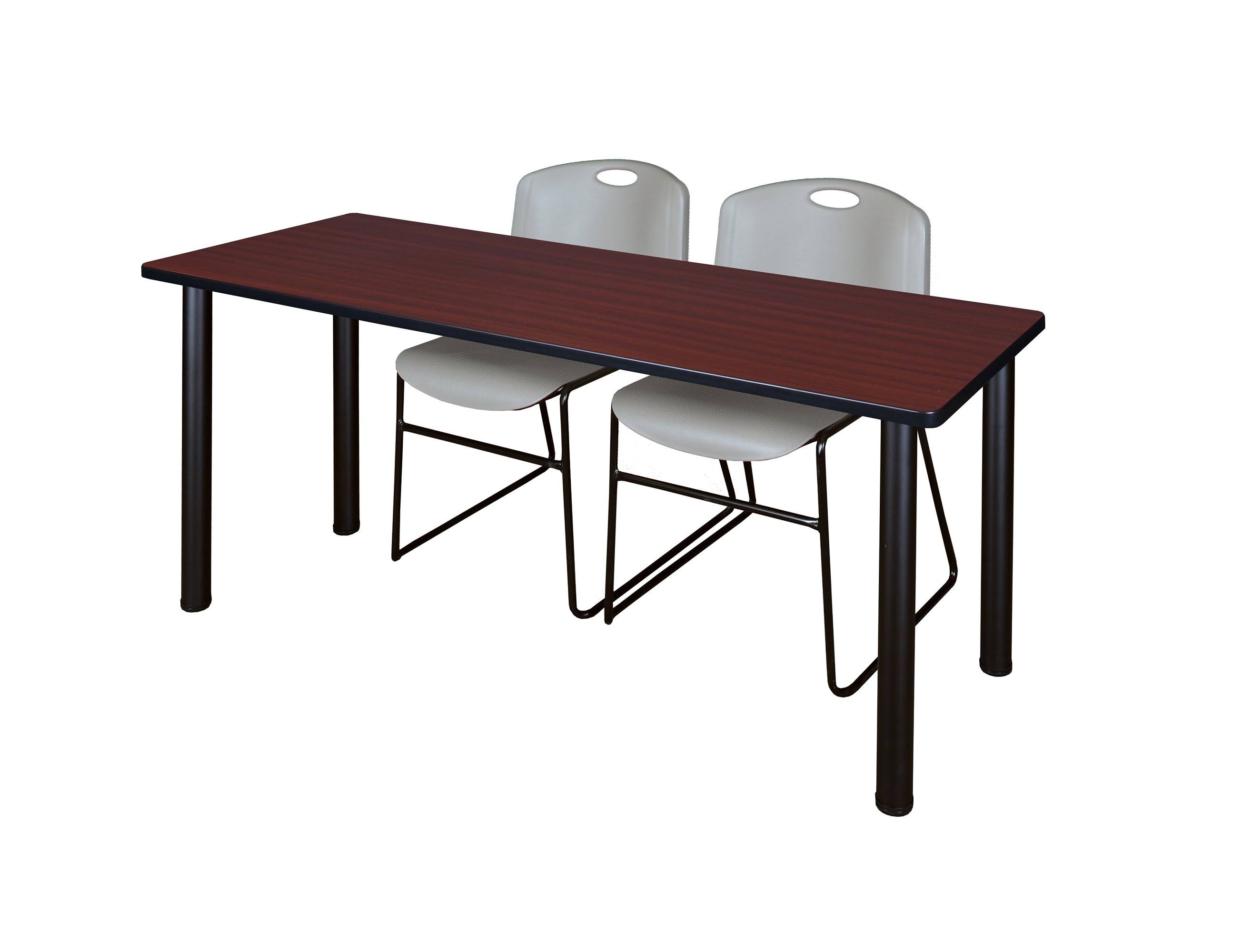Regency 60x22 x 24x22 Kee Training Table- Mahogany/ Black 2 Zeng Stack Chairs- Grey