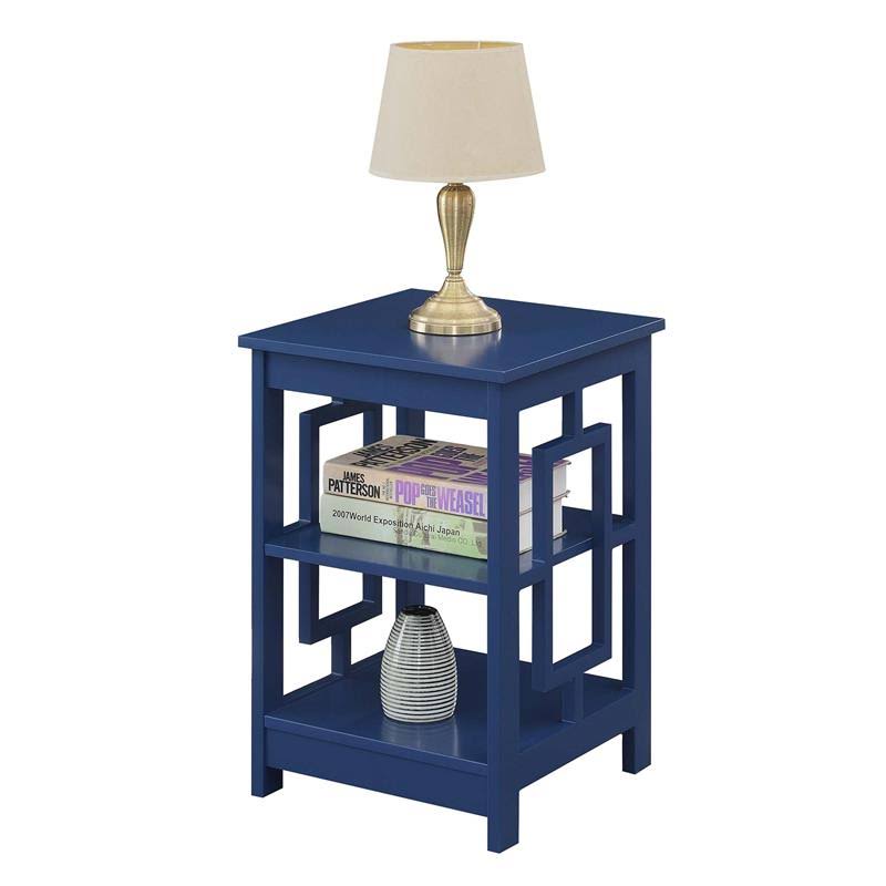 Pemberly Row End Table with Shelves in Cobalt Blue Wood