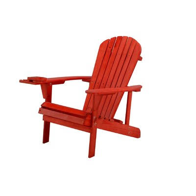 Earth Collection Adirondack Chair with Phone and Cup Holder Dovecove Color: Red