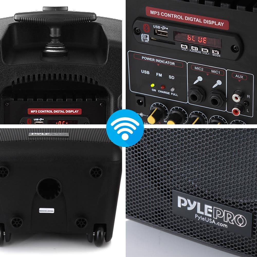 Pyle PPHP8MBA Bluetooth Portable PA Speaker System, MP3/USB/SD/FM Radio