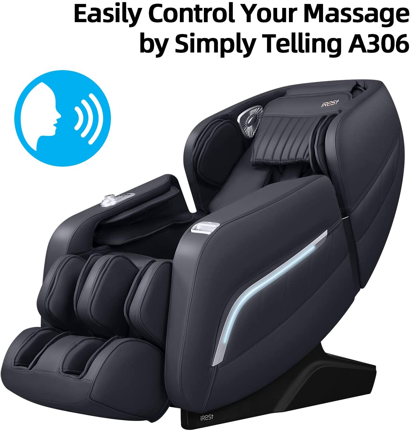 iRest 2022 Massage Chair, Full Body Zero Gravity Recliner with AI Voice Control, Handrail Shortcut Key, SL Track, Bluetooth, Yoga Stretching, Foot Rollers, Airbags, Heating (Black)