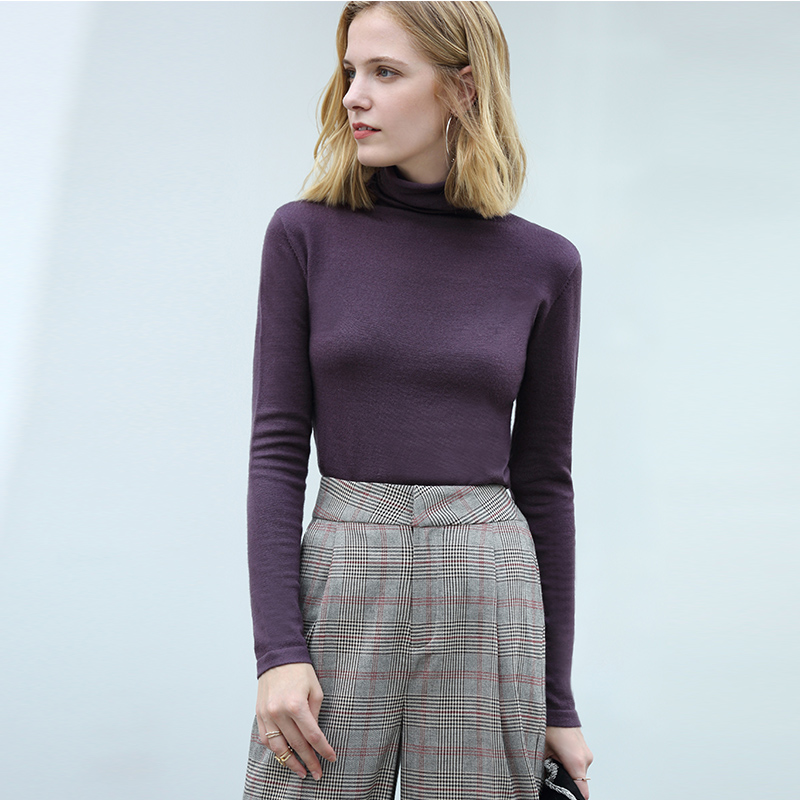 1124 AMII Minimalism Autumn Winter Women's Sweater Causal Solid Basic Turtleneck Sweaters For Women Women's sweater Tops 12020216