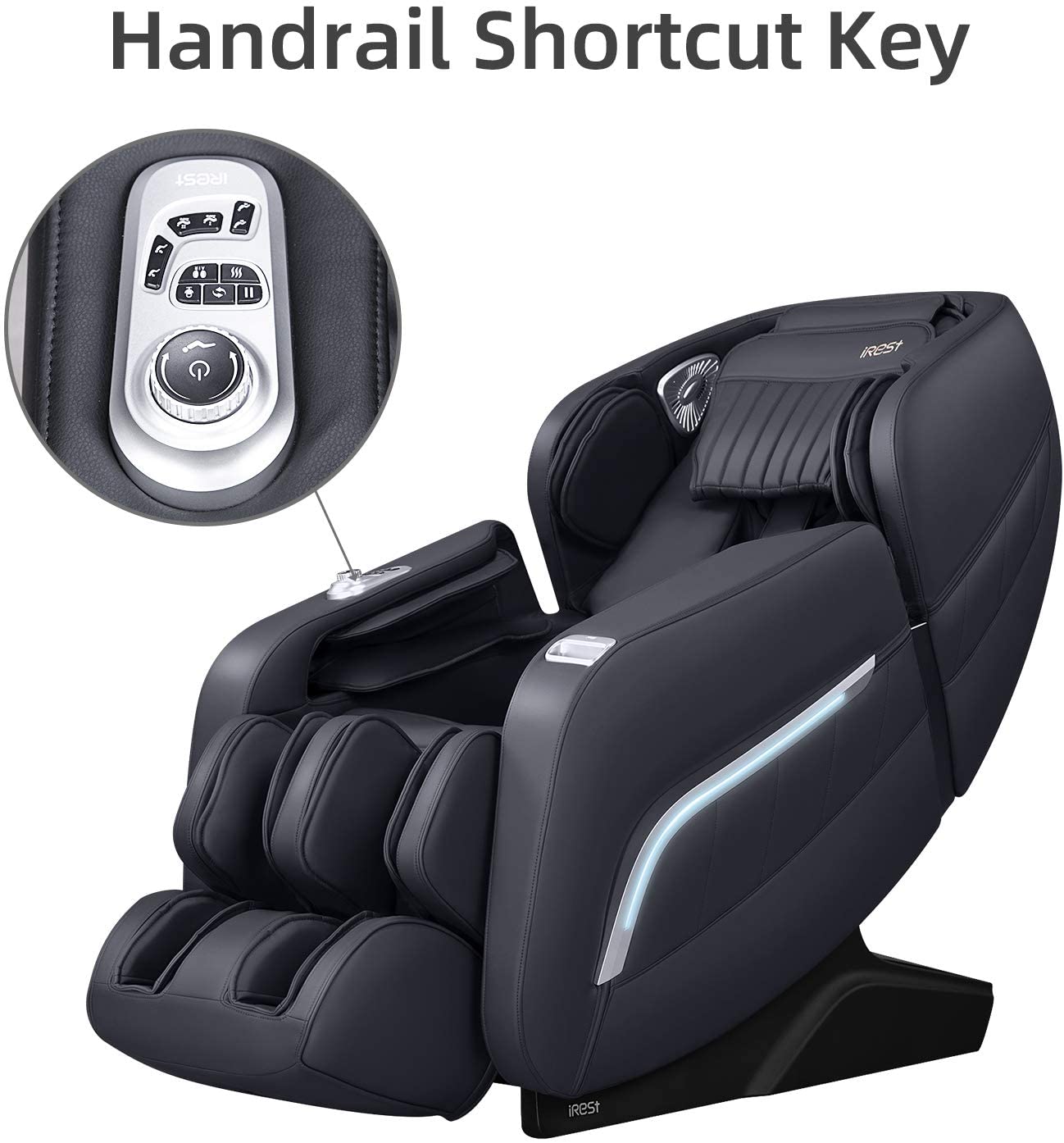 iRest 2022 Massage Chair, Full Body Zero Gravity Recliner with AI Voice Control, Handrail Shortcut Key, SL Track, Bluetooth, Yoga Stretching, Foot Rollers, Airbags, Heating (Black)