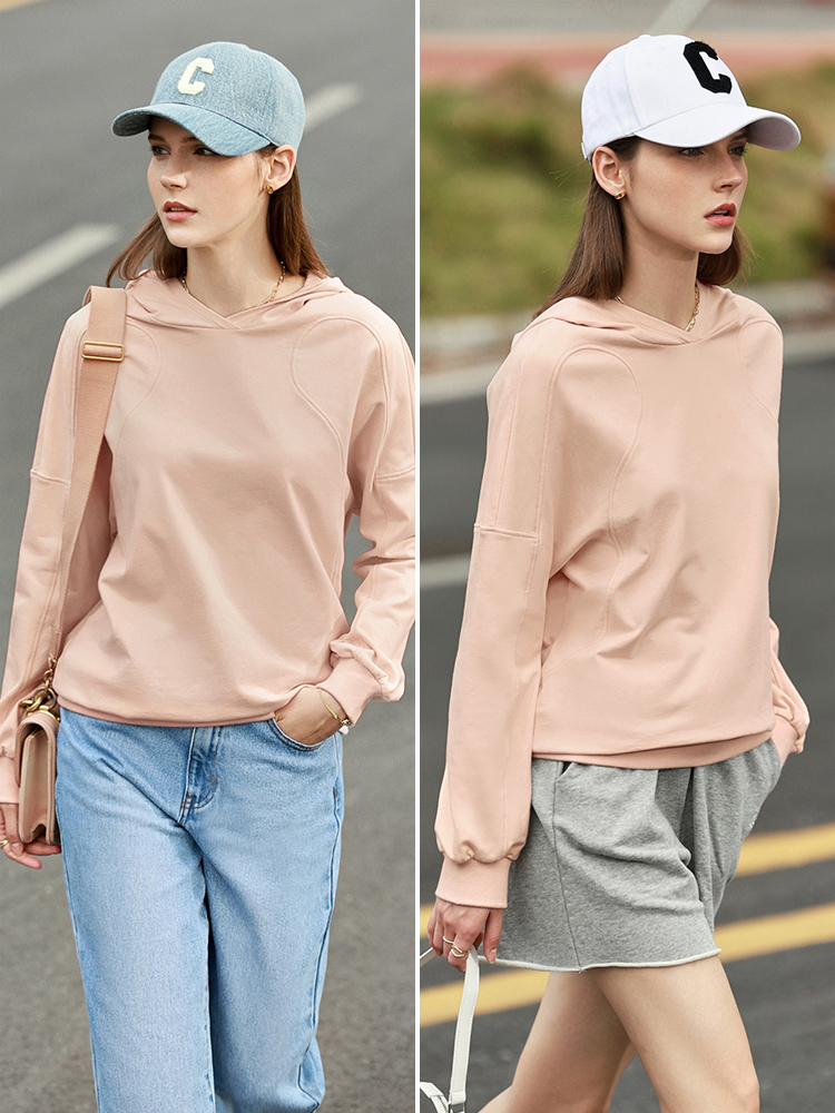 Amii Minimalism Sweatshirt Women Spring Hooded Clothes Solid Loose Hoodies 100% Cotton Casual Pullover Female Tops 12240199