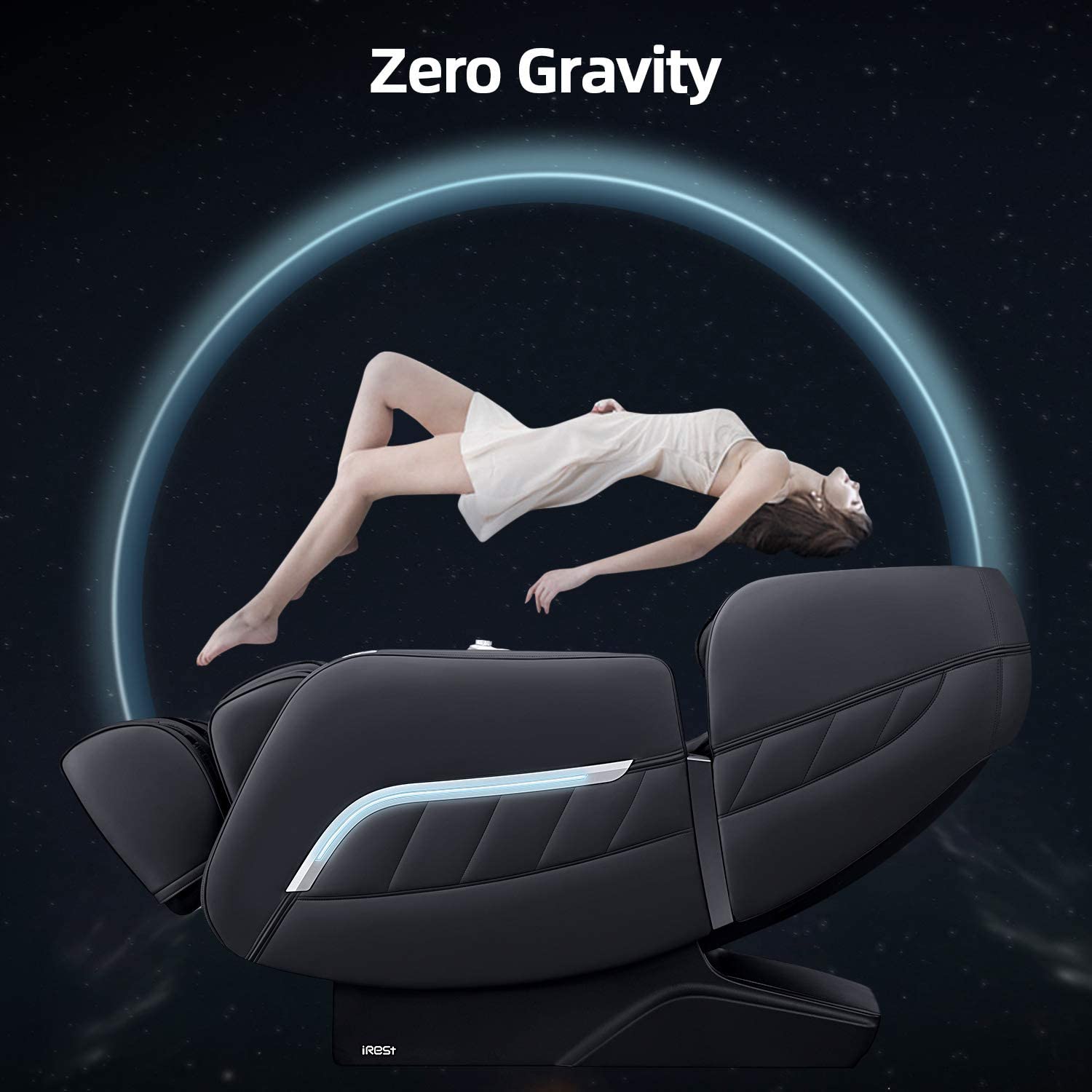 iRest 2022 Massage Chair, Full Body Zero Gravity Recliner with AI Voice Control, Handrail Shortcut Key, SL Track, Bluetooth, Yoga Stretching, Foot Rollers, Airbags, Heating (Black)