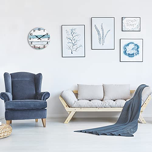 Homotte Wall Clock, 10 Inch Battery Operated Clocks Living Room Decor, Silent Non-Ticking Bathroom Wall Clock, Round Country Retro Rustic Style Wall Clock for Christmas Home Bedroom Office