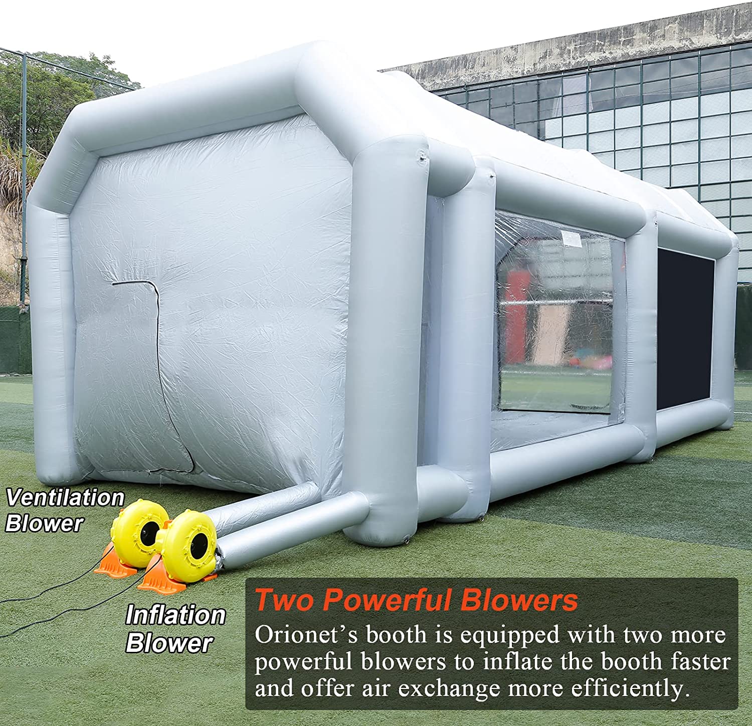 Inflatable Paint Booth 33x16.5x13FT with Two Blowers 1100W+1100W Portable Paint Booth for Car Painting Tent Workstation Inflatable Spray Booth