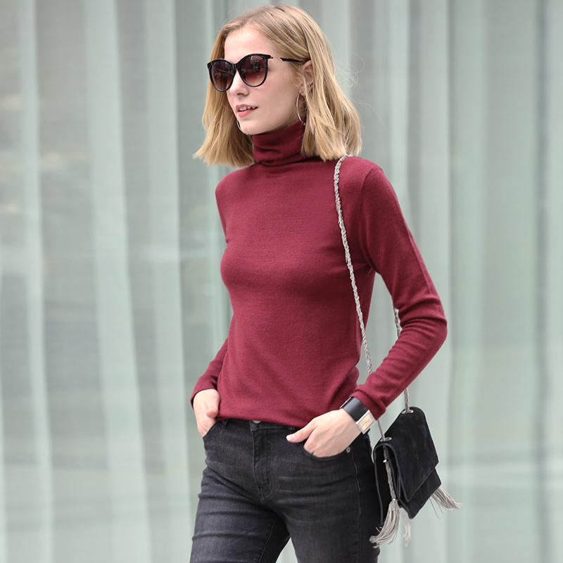 复制复制两个规格无规格图 AMII Minimalism Autumn Winter Women's Sweater Causal Solid Basic Turtleneck Sweaters For Women Women's sweater Tops 12020216