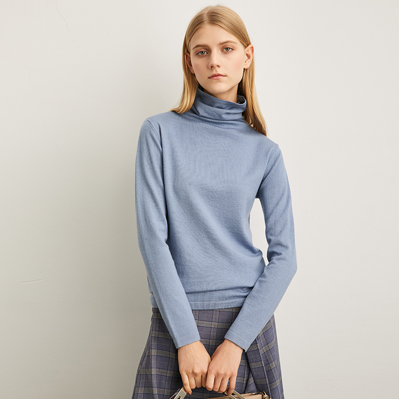 复制无库存 AMII Minimalism Autumn Winter Women's Sweater Causal Solid Basic Turtleneck Sweaters For Women Women's sweater Tops 12020216