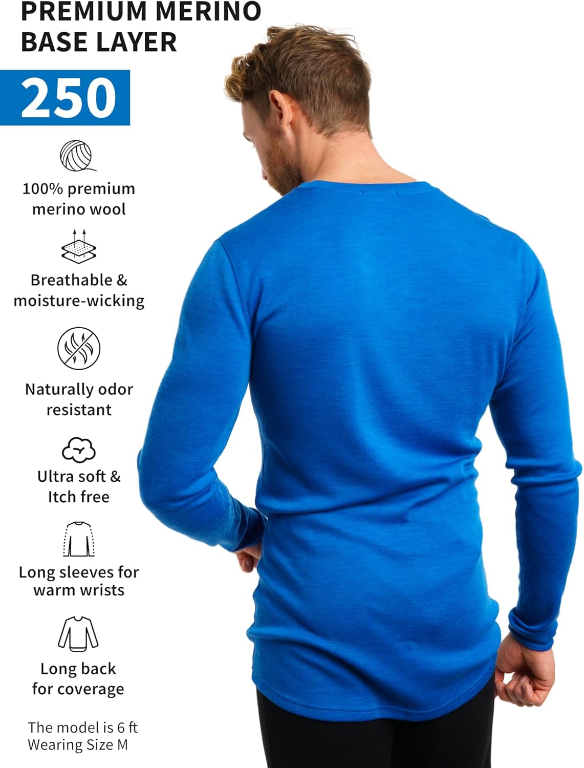 Merino.tech Merino Wool Base Layer - Mens 100% Merino Wool Long Sleeve Thermal Shirts Heavyweight, Midweight, Lite with Socks