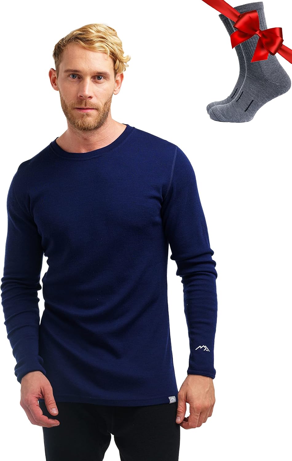 Merino.tech Merino Wool Base Layer - Mens 100% Merino Wool Long Sleeve Thermal Shirts Heavyweight, Midweight, Lite with Socks