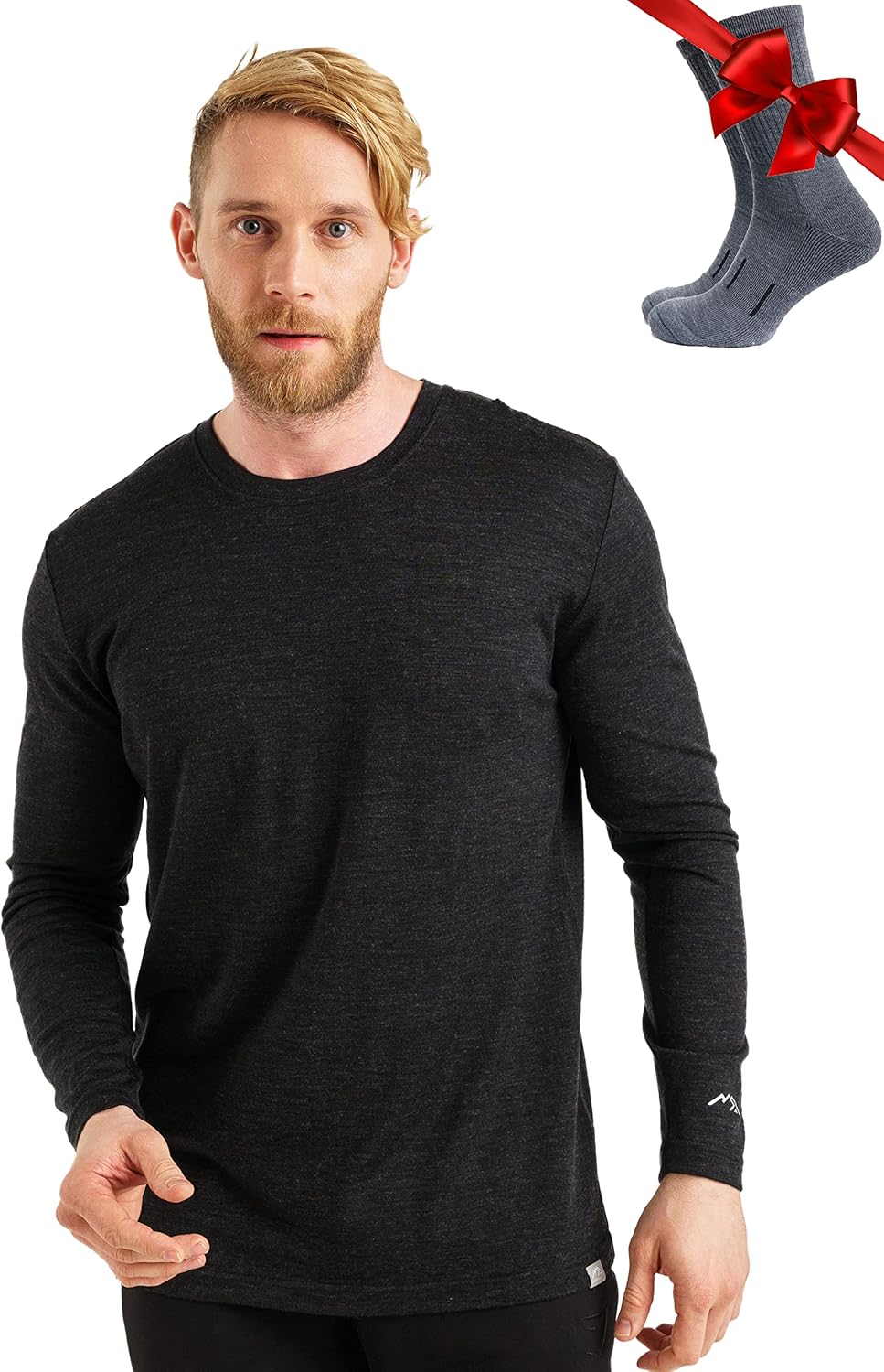 Merino.tech Merino Wool Base Layer - Mens 100% Merino Wool Long Sleeve Thermal Shirts Heavyweight, Midweight, Lite with Socks