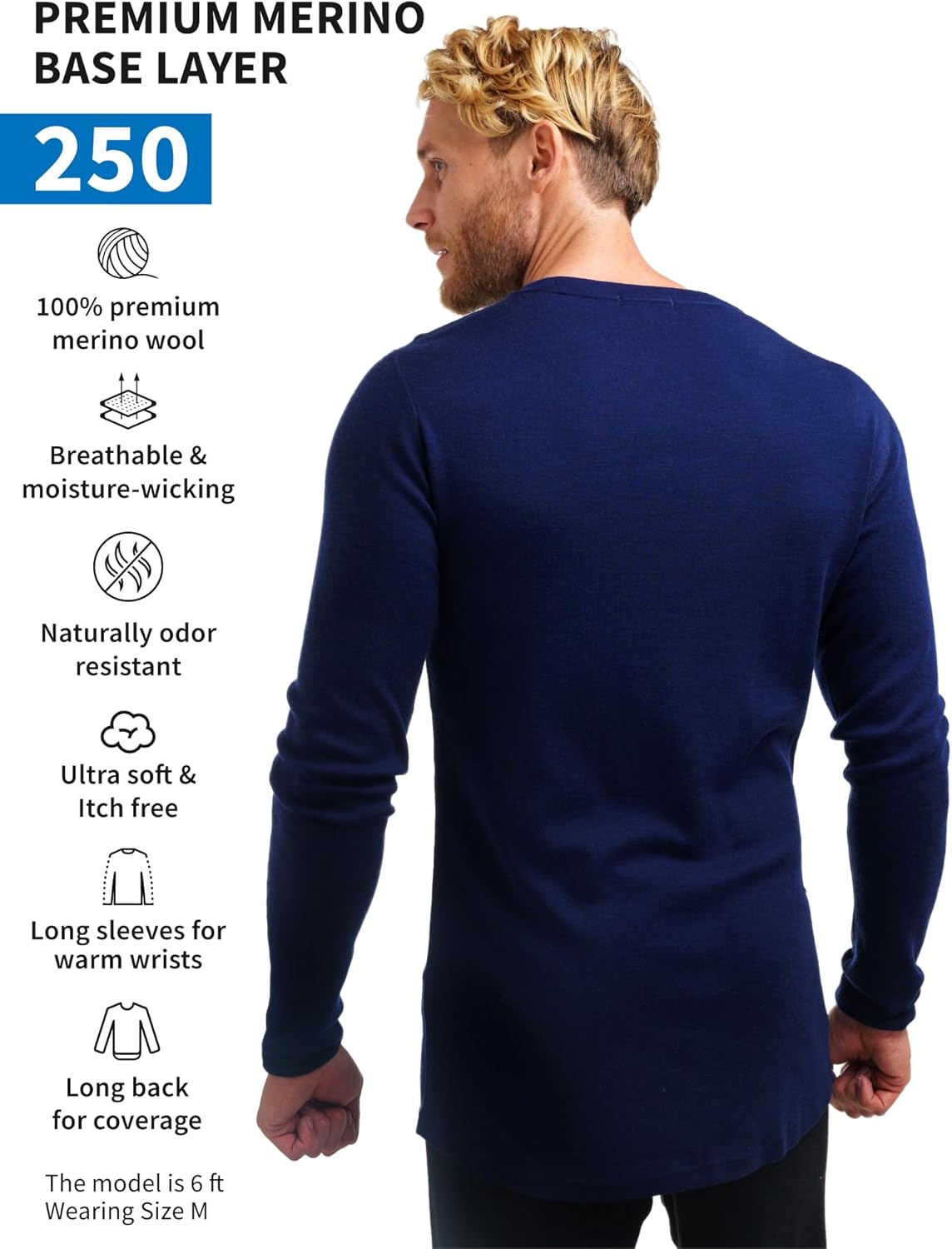 Merino.tech Merino Wool Base Layer - Mens 100% Merino Wool Long Sleeve Thermal Shirts Heavyweight, Midweight, Lite with Socks