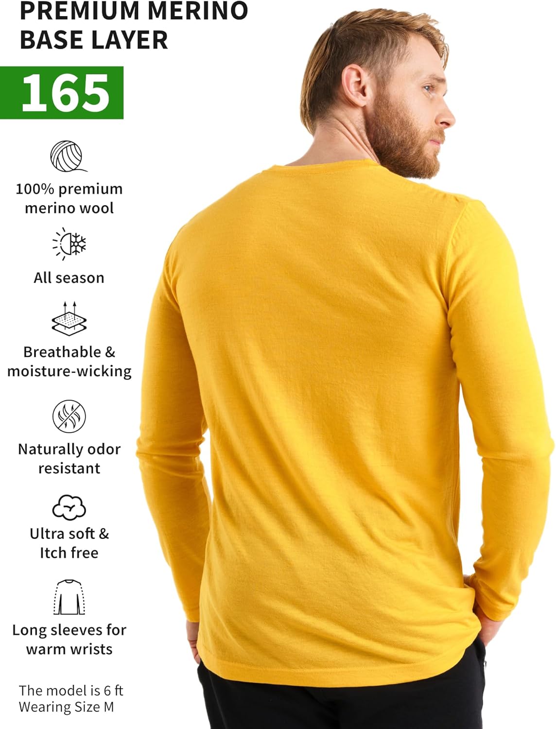 Merino.tech Merino Wool Base Layer - Mens 100% Merino Wool Long Sleeve Thermal Shirts Heavyweight, Midweight, Lite with Socks