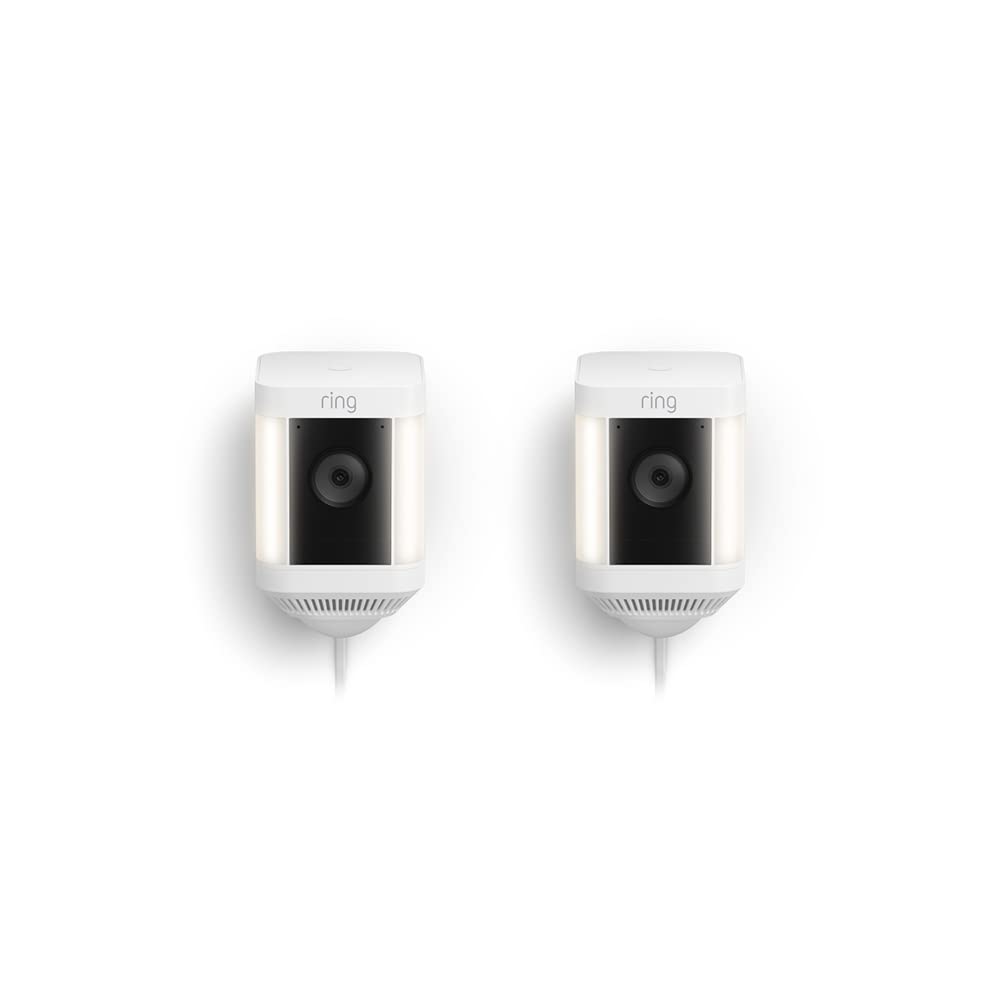 Ring Spotlight Cam Plus, Battery | Two-Way Talk, Color Night Vision, and Security Siren (2022 release) - White